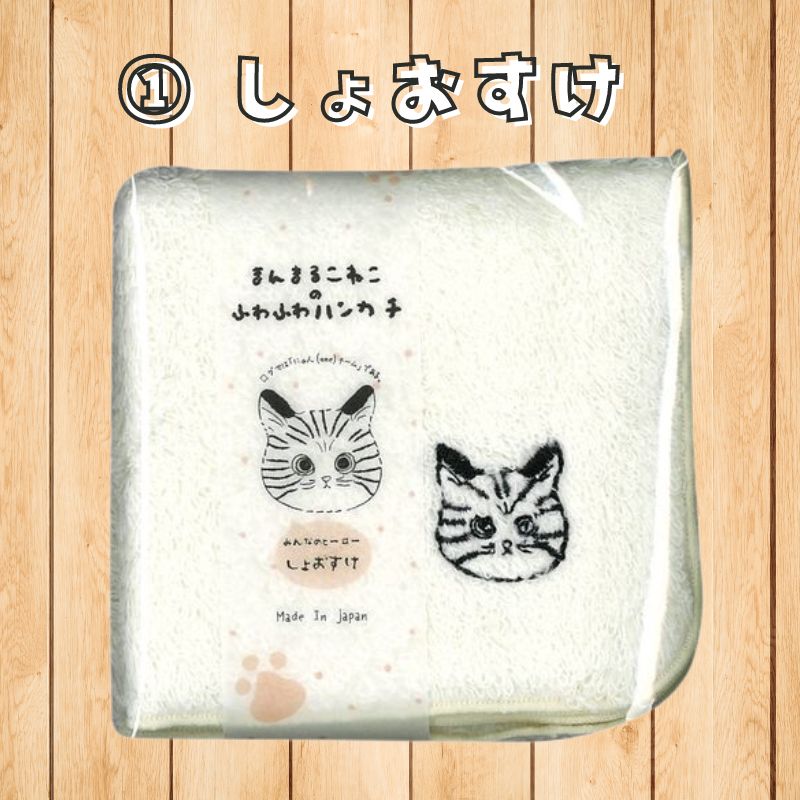 ハンカチ | ふわふわハンカチ まんまるこねこ 【日本製】
